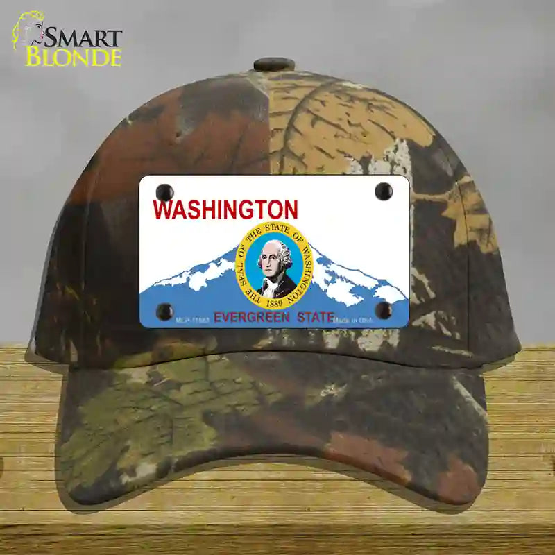 HAT06-MLP-11683 Washington Seal & State Novelty License Plate Hat, Cotton - Camouflage