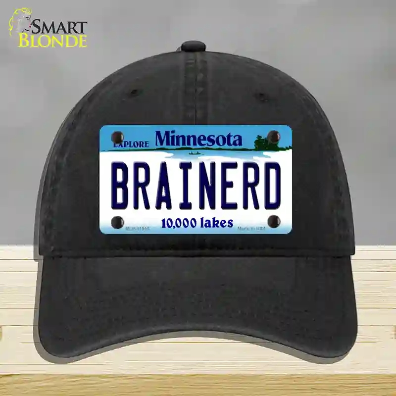 HAT07-MLP-11045 Brainerd Minnesota State Novelty License Plate Hat, Unconstructed Cotton - Black