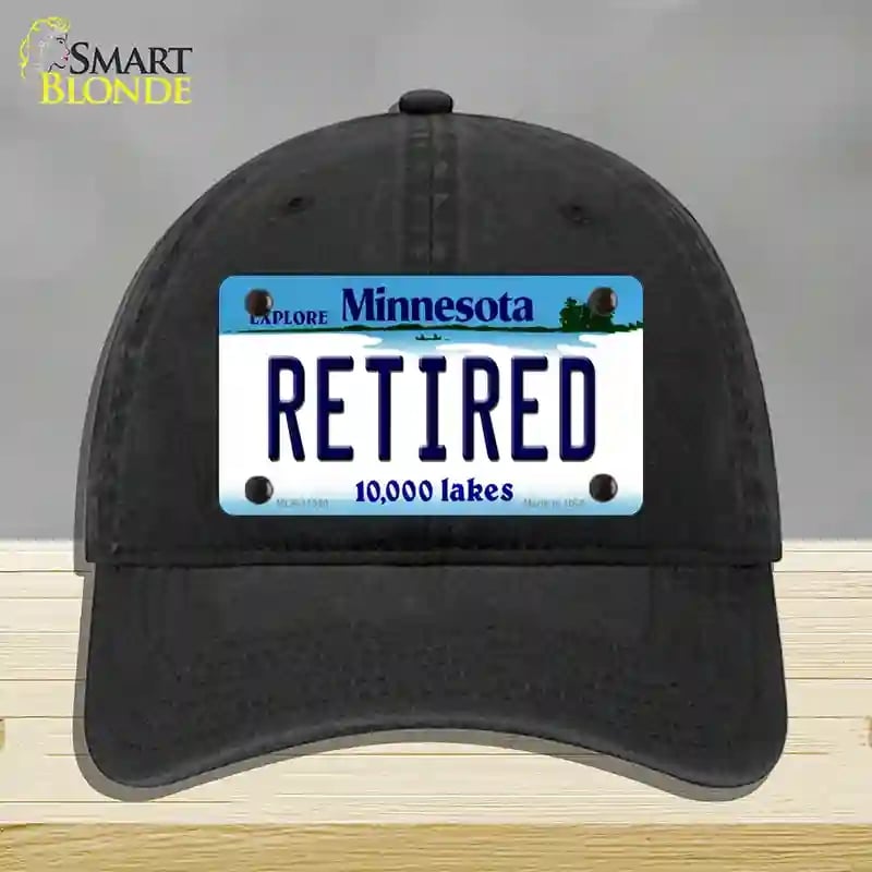HAT07-MLP-11060 Retired Minnesota State Novelty License Plate Hat, Unconstructed Cotton - Black