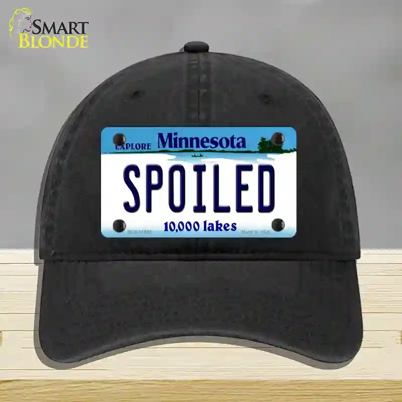 HAT07-MLP-11063 Spoiled Minnesota State Novelty License Plate Hat, Unconstructed Cotton - Black