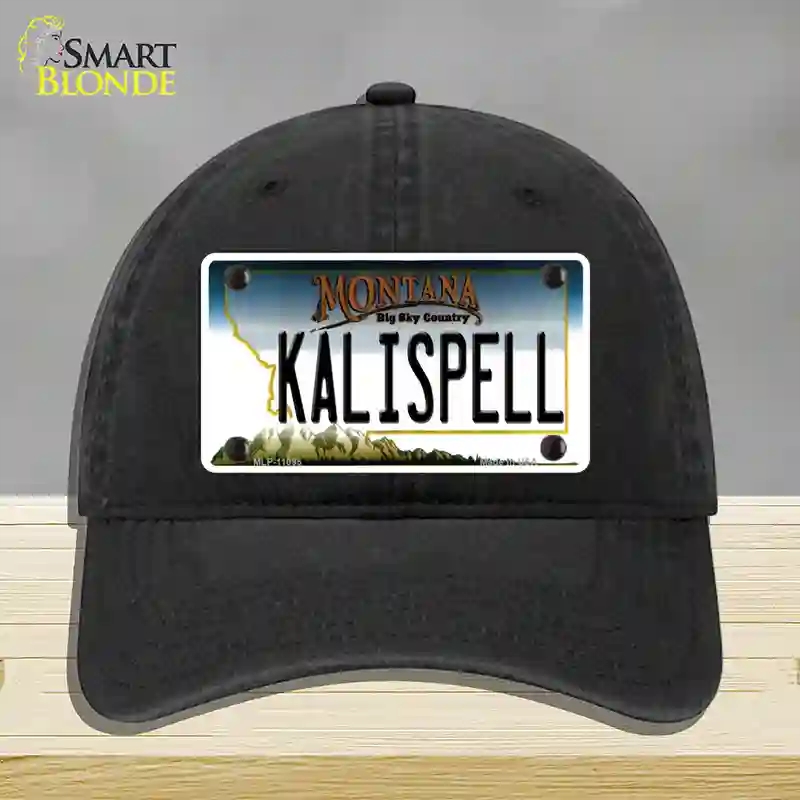 HAT07-MLP-11095 Kalispell Montana State Novelty License Plate Hat, Unconstructed Cotton - Black