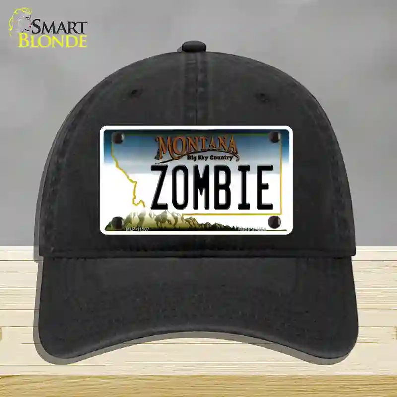 HAT07-MLP-11107 Zombie Montana State Novelty License Plate Hat, Unconstructed Cotton - Black