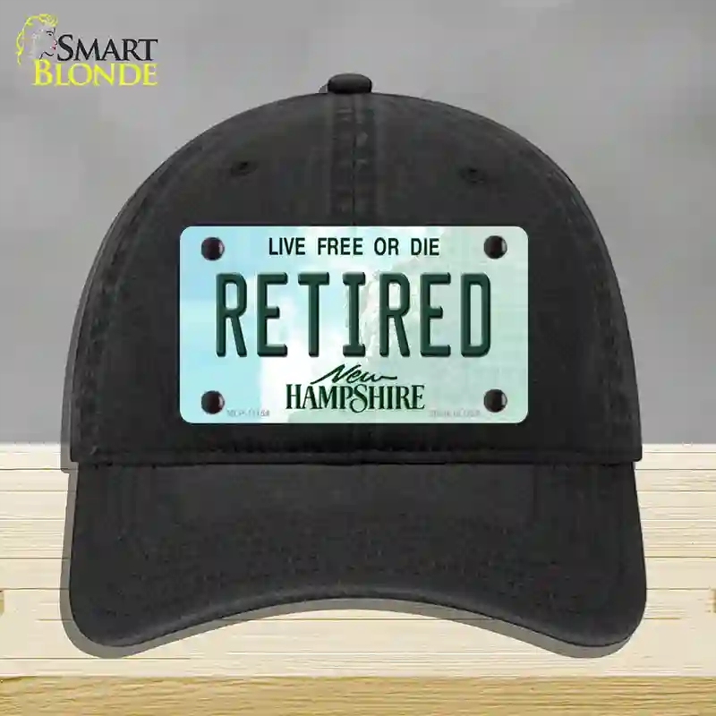 HAT07-MLP-11154 Retired   Hampshire State Novelty License Plate Hat, Unconstructed Cotton - Black