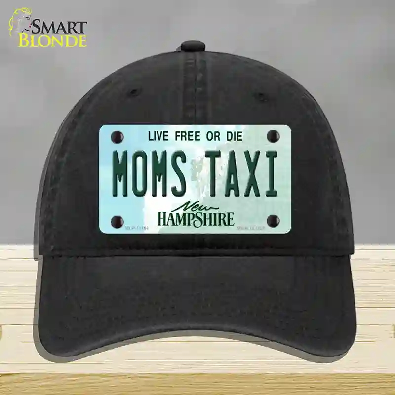 HAT07-MLP-11164 Moms Taxi   Hampshire State Novelty License Plate Hat, Unconstructed Cotton - Black