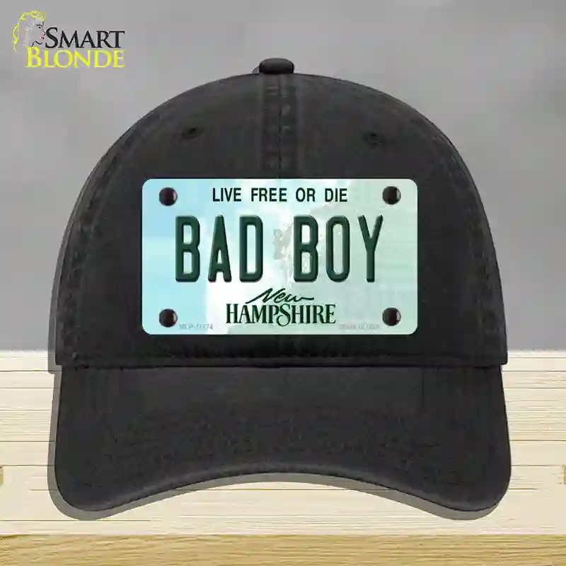 HAT07-MLP-11174 Bad Boy   Hampshire State Novelty License Plate Hat, Unconstructed Cotton - Black