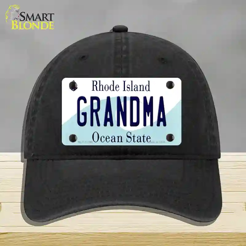 HAT07-MLP-11199 Grandma Rhode Island State Novelty License Plate Hat, Unconstructed Cotton - Black