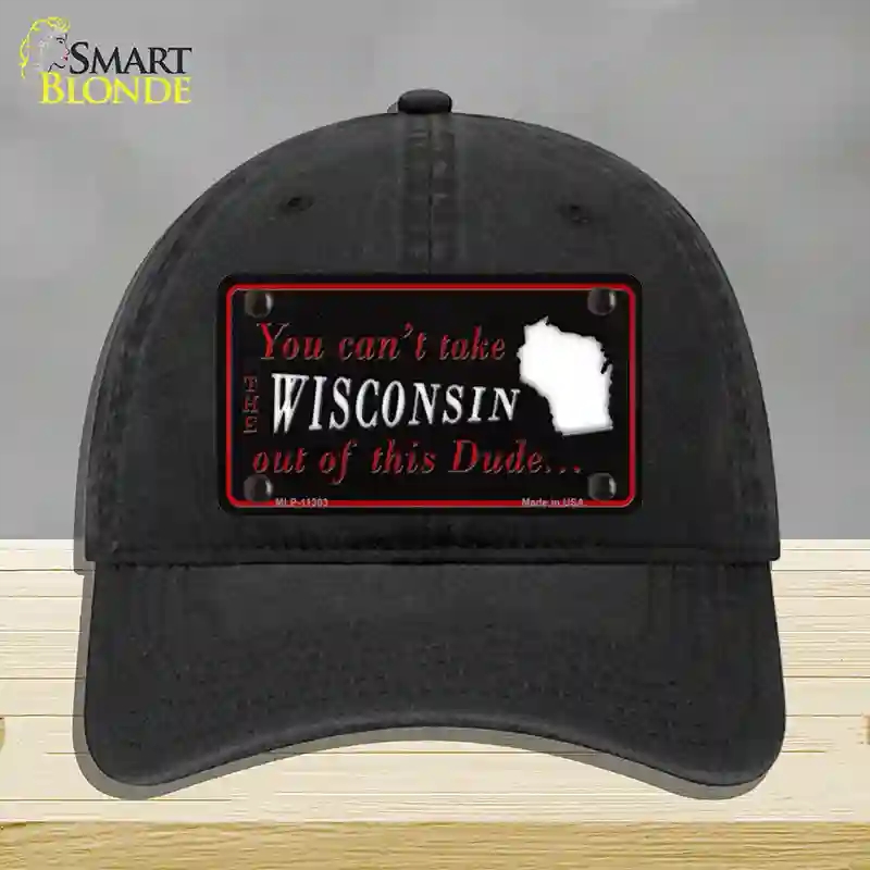 HAT07-MLP-11303 Wisconsin Dude Novelty License Plate Hat, Unconstructed Cotton - Black