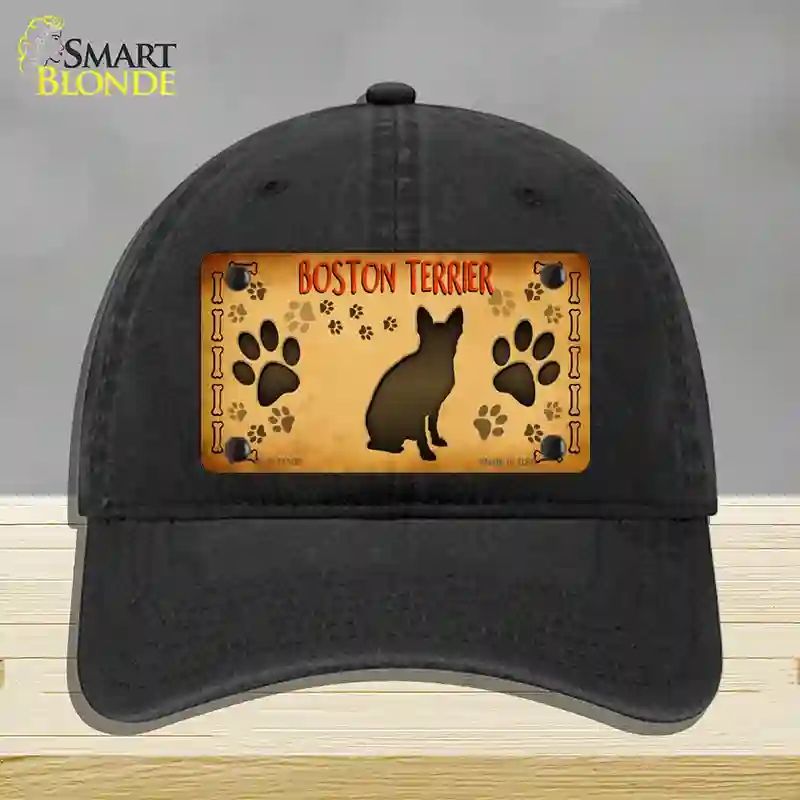 HAT07-MLP-11305 Boston Terrier Novelty License Plate Hat, Unconstructed Cotton - Black