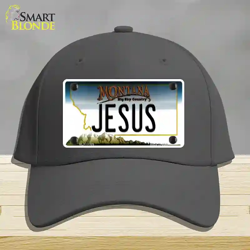 HAT04-MLP-11109 Jesus Montana State Novelty License Plate Hat, Cotton - Charcoal