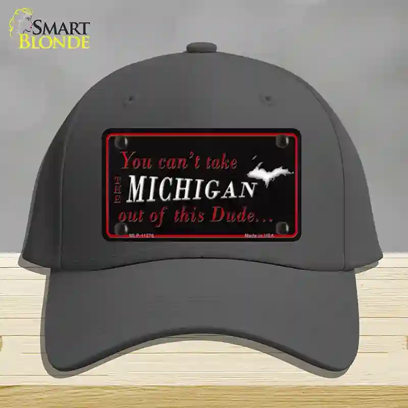 HAT04-MLP-11276 Michigan Dude Novelty License Plate Hat, Cotton - Charcoal