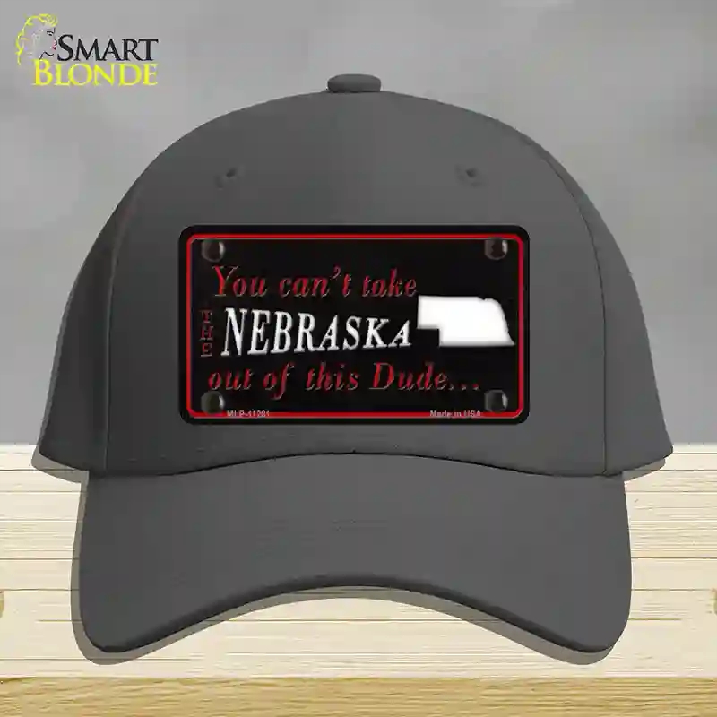HAT04-MLP-11281 Nebraska Dude Novelty License Plate Hat, Cotton - Charcoal
