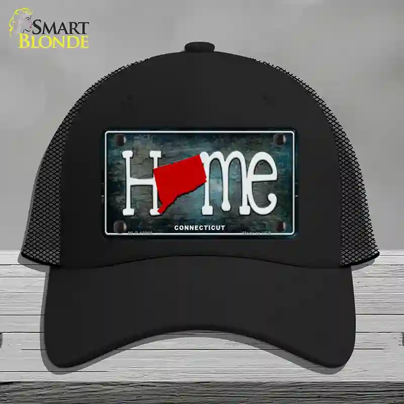 HAT01-MLP-11998 Connecticut Home State Outline Novelty License Plate Hat, Mesh - Black