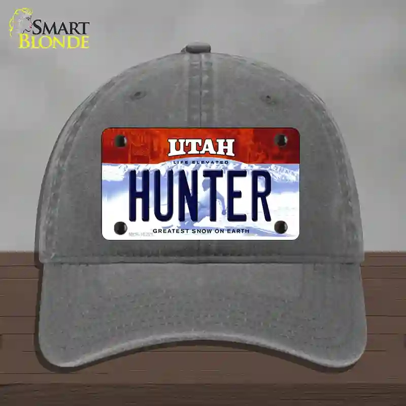 HAT08-MLP-10221 Hunter Utah Novelty License Plate Hat, Unconstructed Cotton - Charcoal