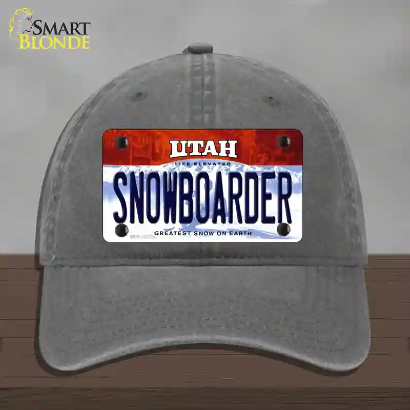 HAT08-MLP-10226 Snowboarder Utah Novelty License Plate Hat, Unconstructed Cotton - Charcoal