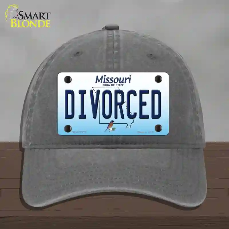 HAT08-MLP-10278 Divorced Missouri Novelty License Plate Hat, Unconstructed Cotton - Charcoal