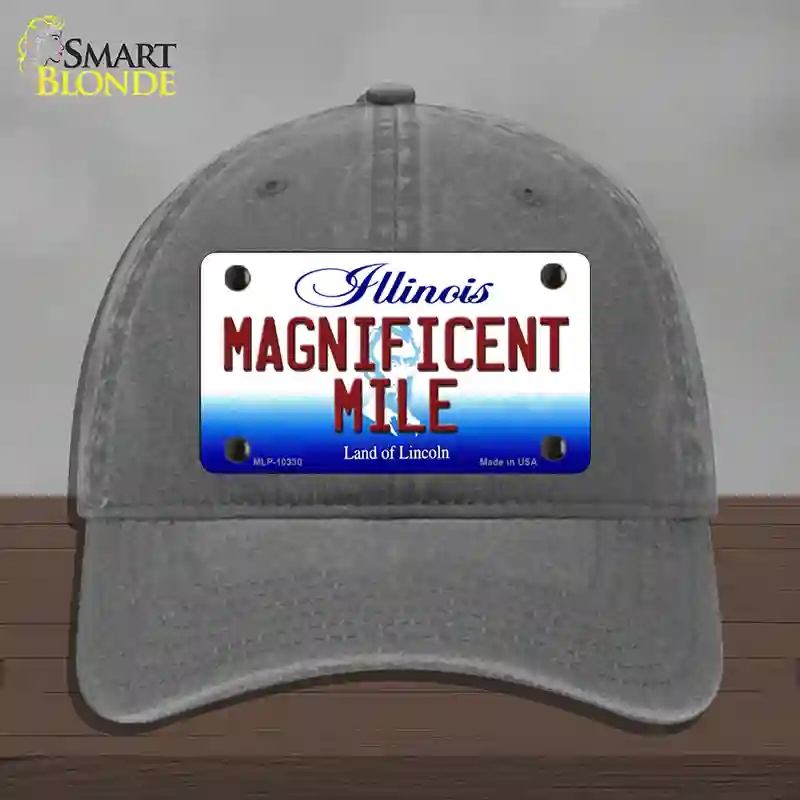 HAT08-MLP-10330 Magnificent Mile Illinois Novelty License Plate Hat, Unconstructed Cotton - Charcoal