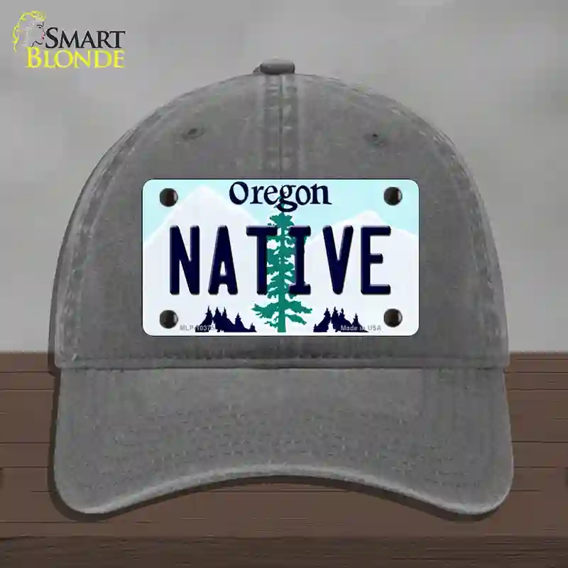 HAT08-MLP-10375 Native Oregon Novelty License Plate Hat, Unconstructed Cotton - Charcoal