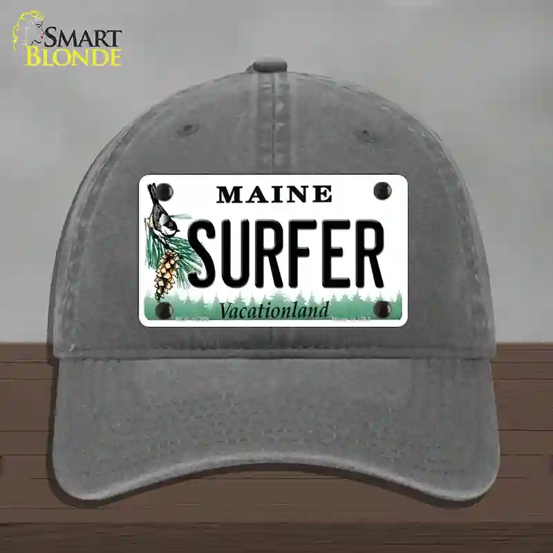 HAT08-MLP-10399 Surfer Maine Novelty License Plate Hat, Unconstructed Cotton - Charcoal