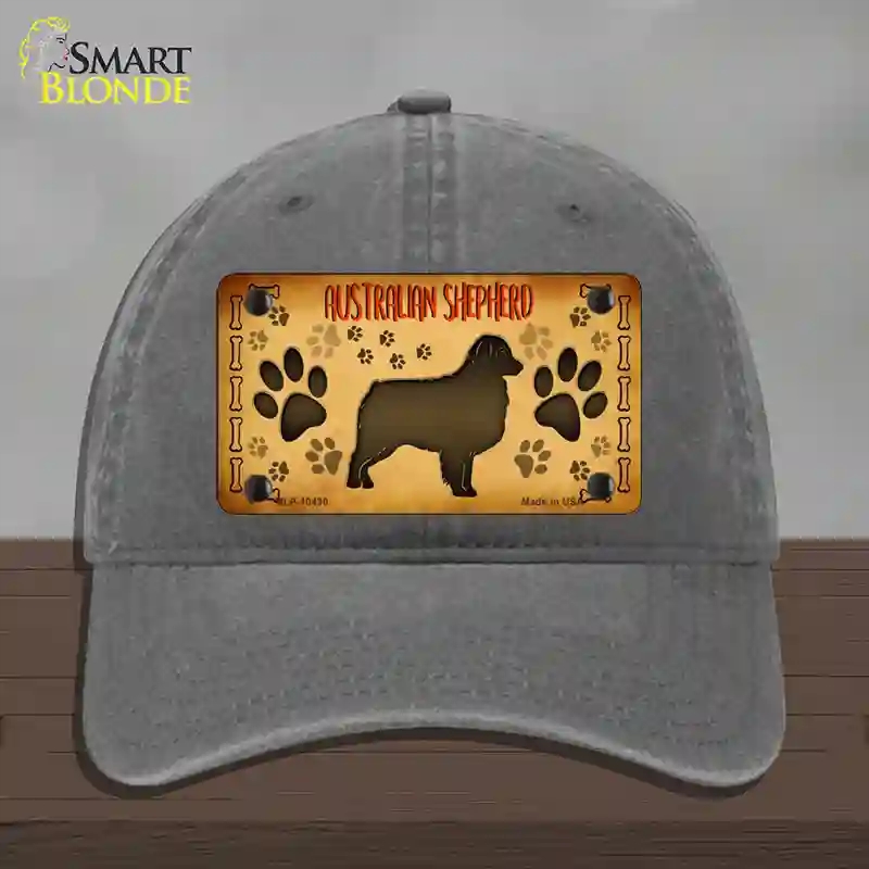 HAT08-MLP-10430 Australian Shepherd Novelty License Plate Hat, Unconstructed Cotton - Charcoal