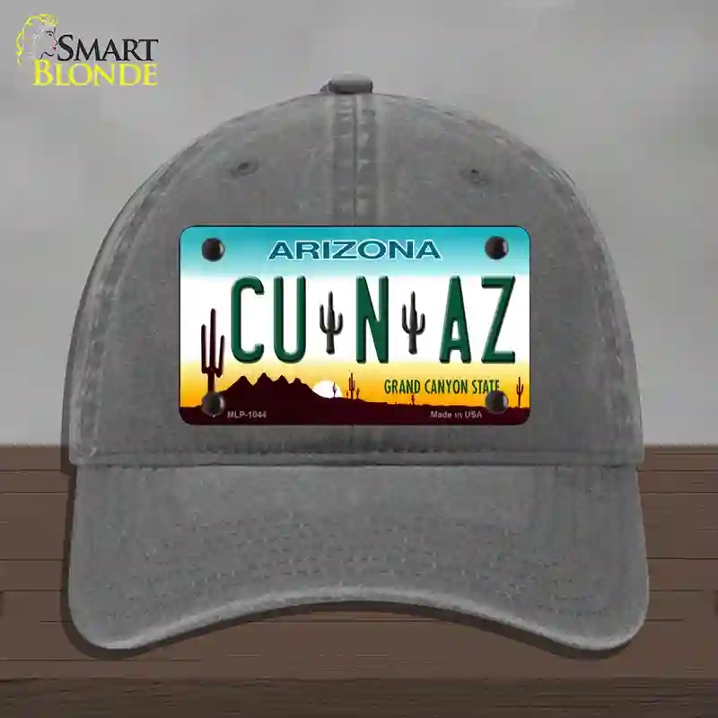 HAT08-MLP-1044 Cu N Az Novelty License Plate Hat, Unconstructed Cotton - Charcoal