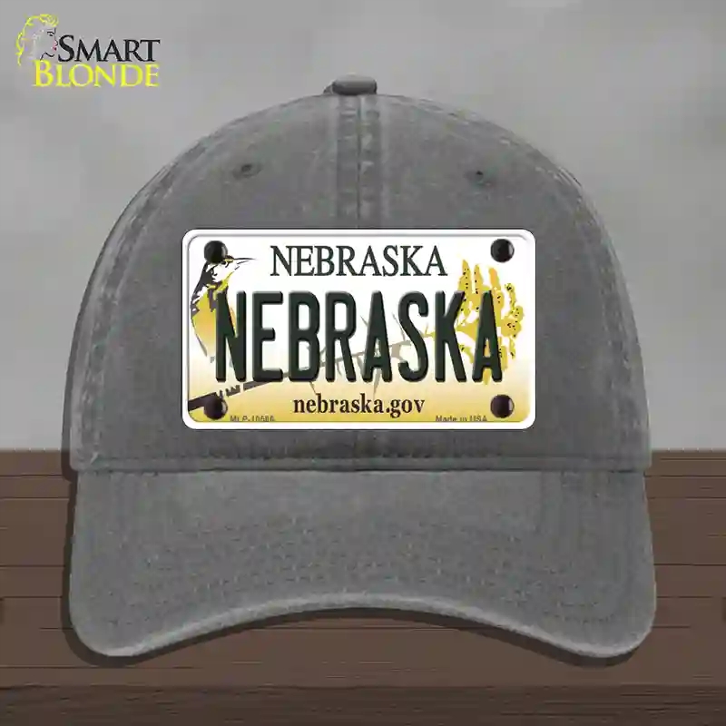 HAT08-MLP-10566 Nebraska Gov Novelty License Plate Hat, Unconstructed Cotton - Charcoal