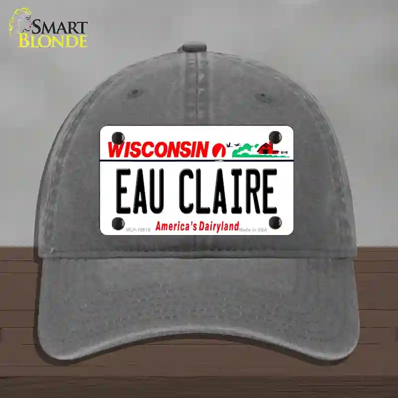 HAT08-MLP-10615 Eau Claire Wisconsin Novelty License Plate Hat, Unconstructed Cotton - Charcoal
