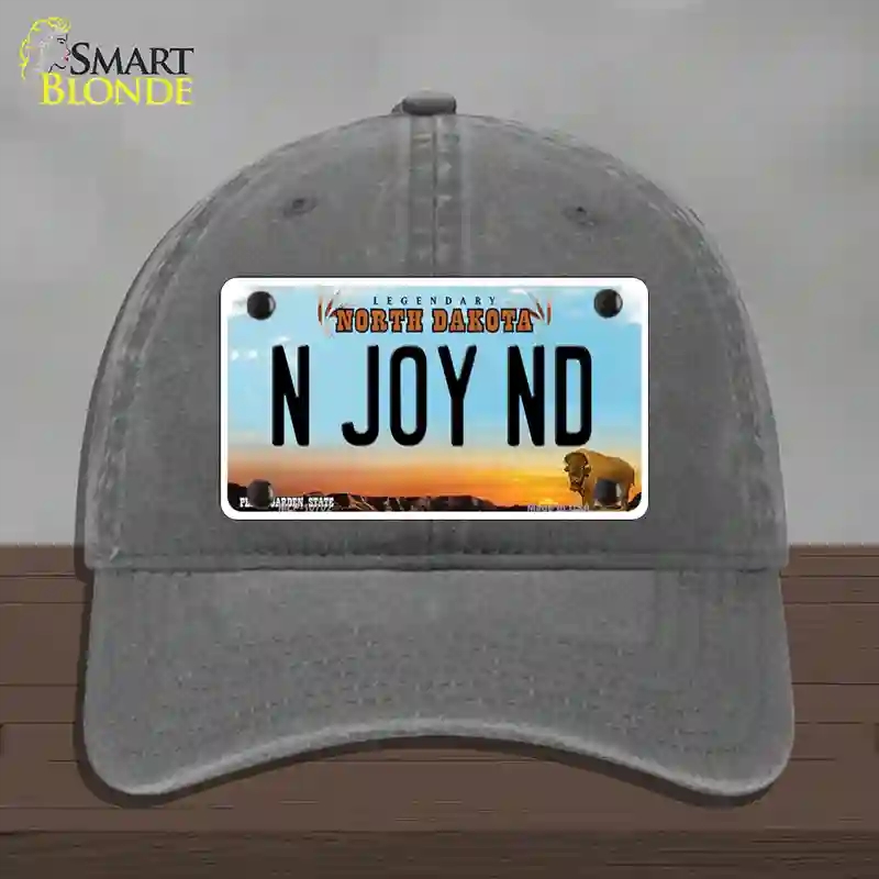 HAT08-MLP-10702 N Joy ND North Dakota Novelty License Plate Hat, Unconstructed Cotton - Charcoal