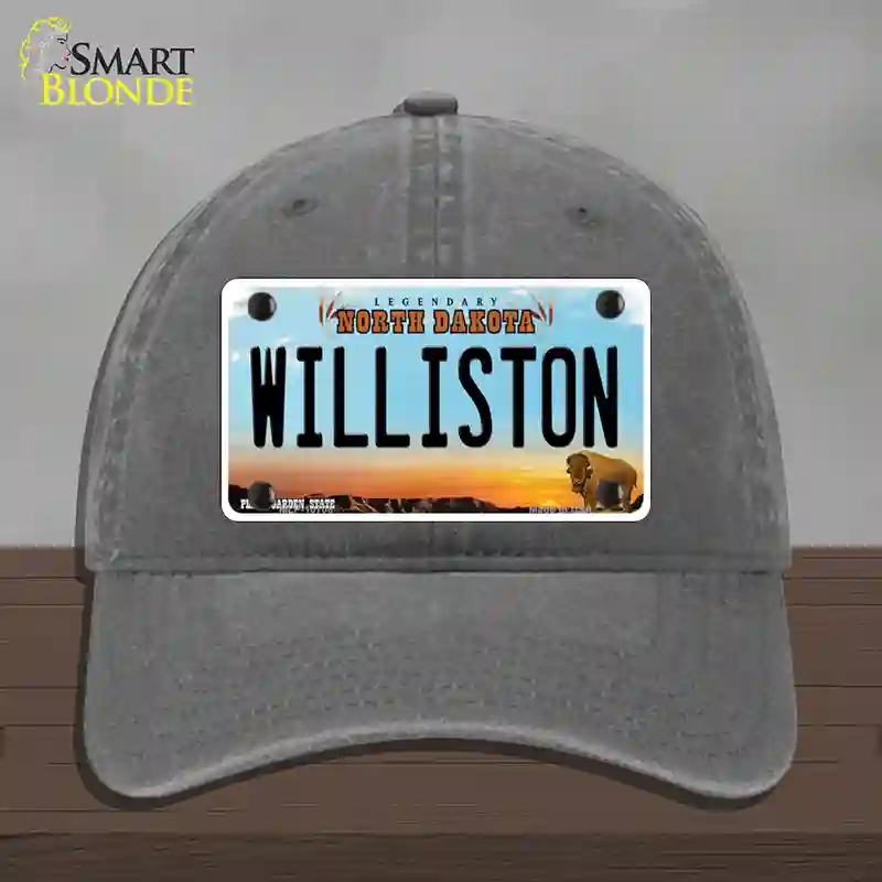 HAT08-MLP-10708 Williston North Dakota Novelty License Plate Hat, Unconstructed Cotton - Charcoal
