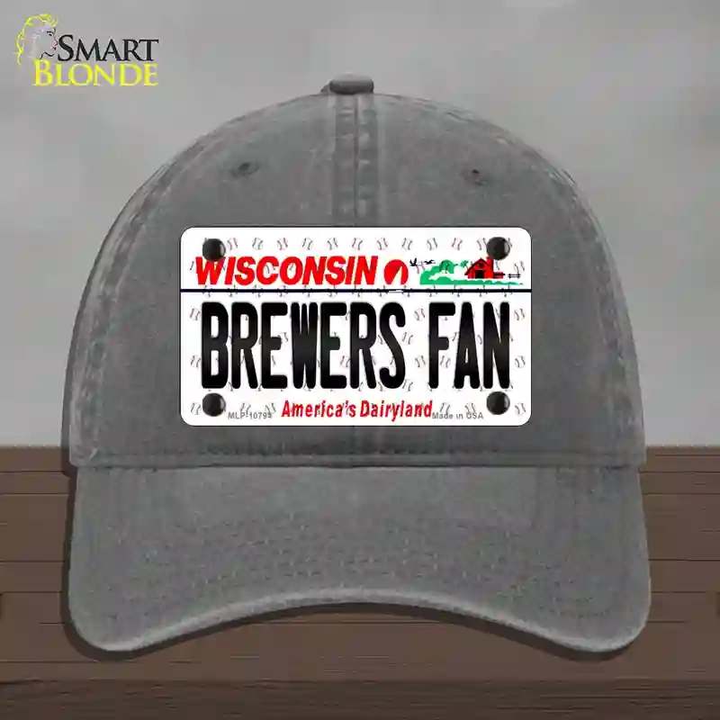 HAT08-MLP-10794 Brewers Fan Wisconsin Novelty License Plate Hat, Unconstructed Cotton - Charcoal