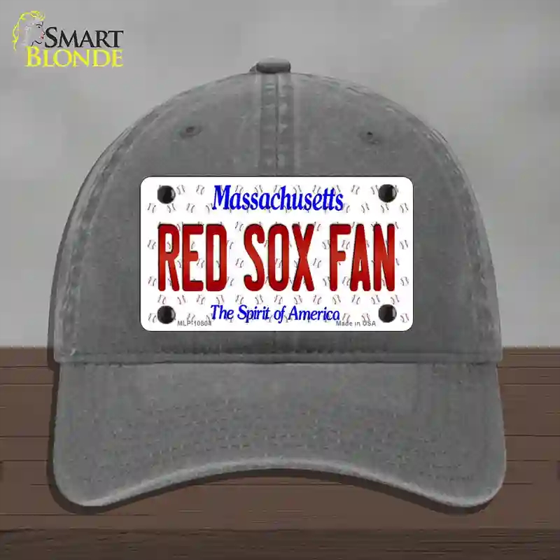 HAT08-MLP-10804 Red Sox Fan Massachusetts Novelty License Plate Hat, Unconstructed Cotton - Charcoal