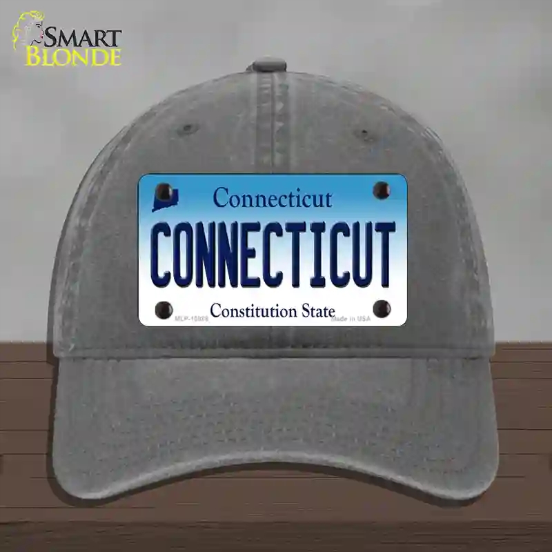 HAT08-MLP-10888 Connecticut State Novelty License Plate Hat, Unconstructed Cotton - Charcoal