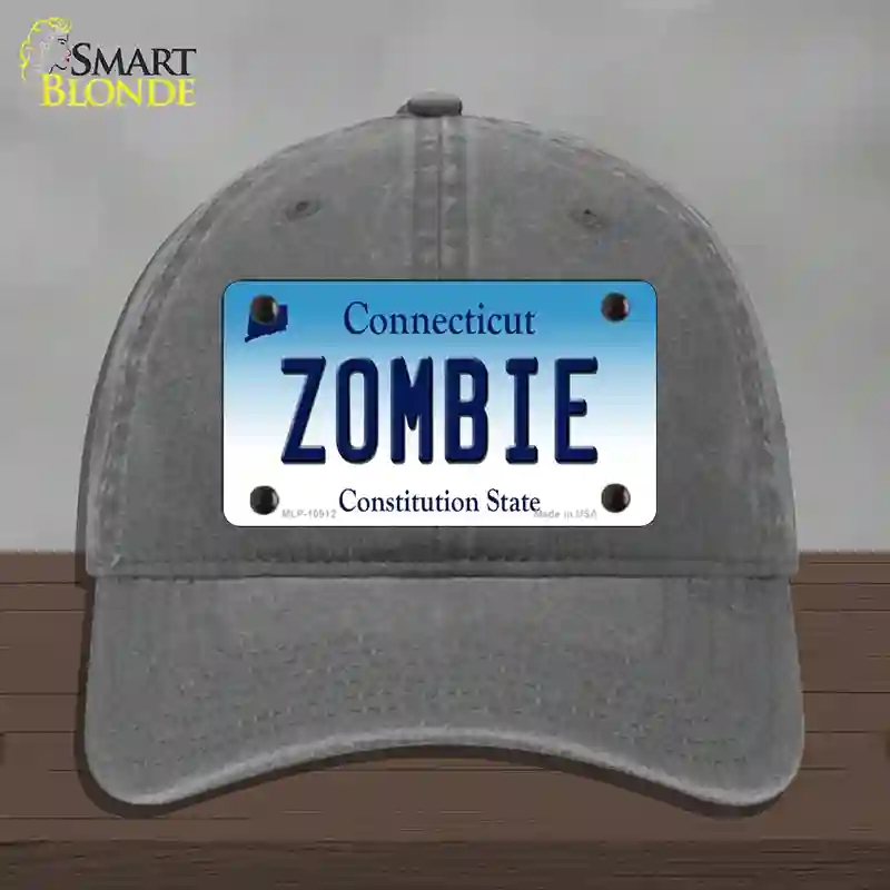 HAT08-MLP-10912 Zombie Connecticut Novelty License Plate Hat, Unconstructed Cotton - Charcoal