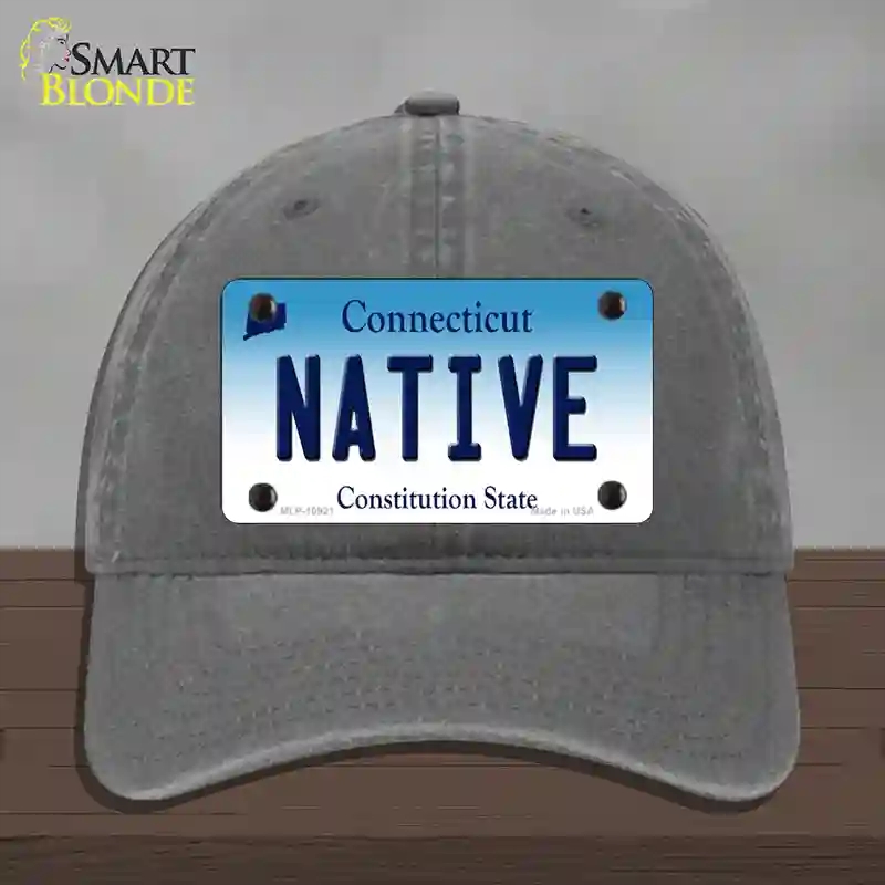 HAT08-MLP-10921 Native Connecticut Novelty License Plate Hat, Unconstructed Cotton - Charcoal