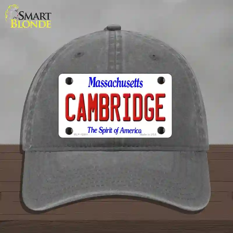HAT08-MLP-10991 Cambridge Massachusetts Novelty License Plate Hat, Unconstructed Cotton - Charcoal