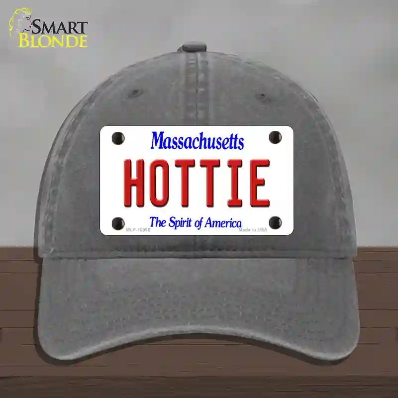 HAT08-MLP-10996 Hottie Massachusetts Novelty License Plate Hat, Unconstructed Cotton - Charcoal