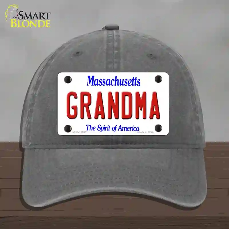 HAT08-MLP-10997 Grandma Massachusetts Novelty License Plate Hat, Unconstructed Cotton - Charcoal