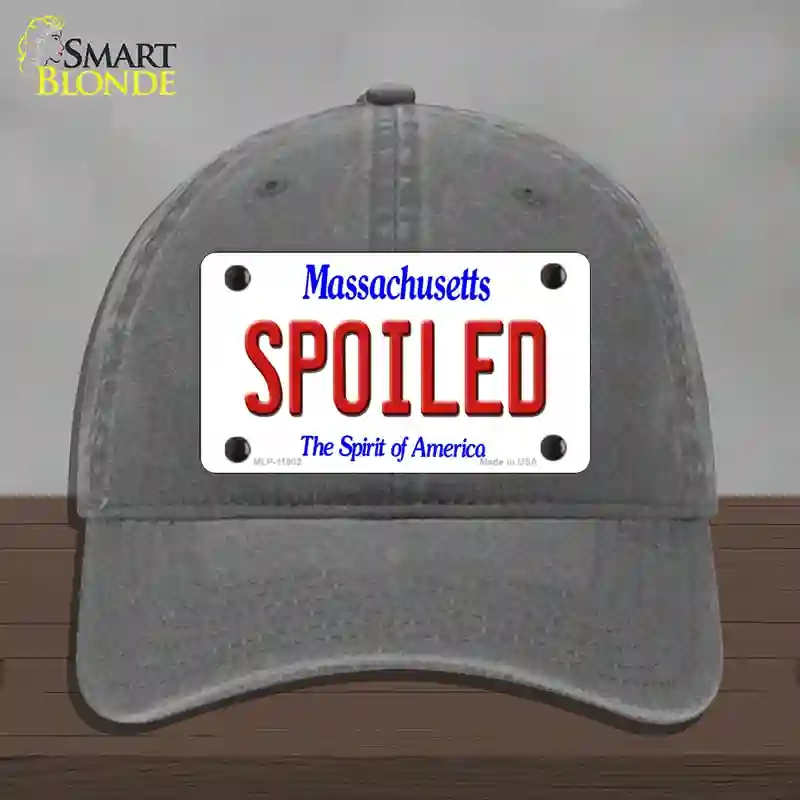 HAT08-MLP-11002 Spoiled Massachusetts Novelty License Plate Hat, Unconstructed Cotton - Charcoal