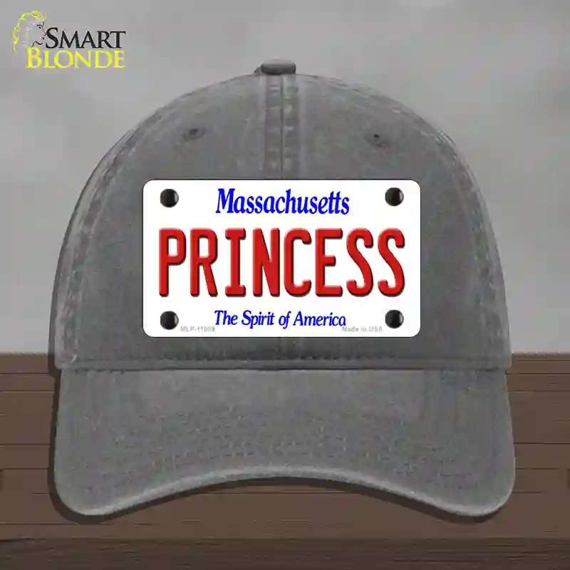HAT08-MLP-11009 Princess Massachusetts Novelty License Plate Hat, Unconstructed Cotton - Charcoal