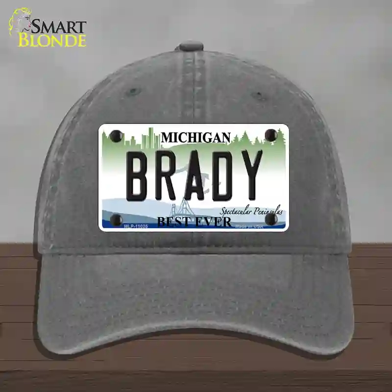 HAT08-MLP-11025 Brady Michigan Novelty License Plate Hat, Unconstructed Cotton - Charcoal