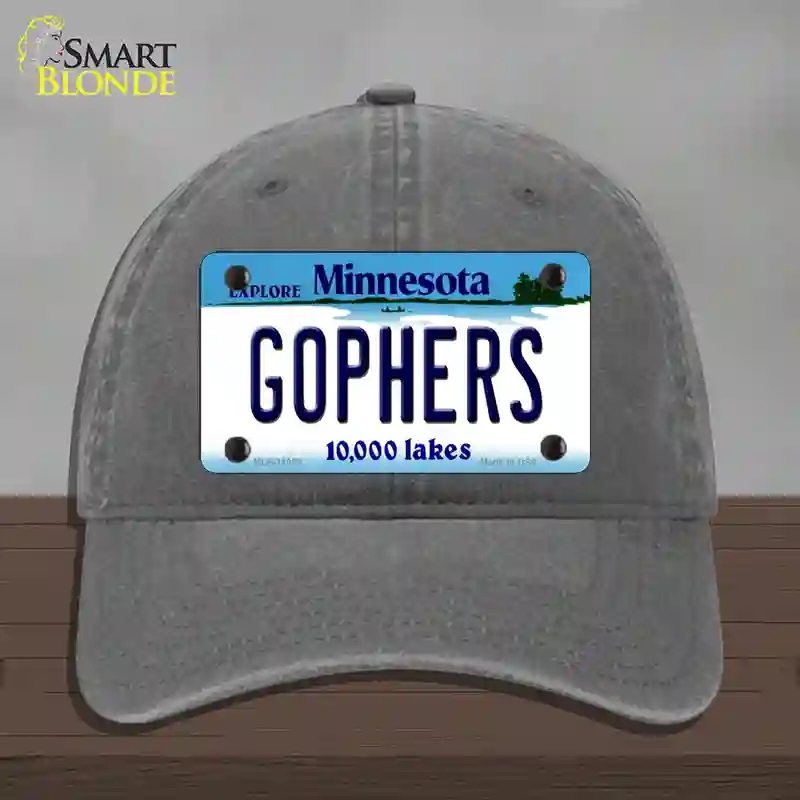 HAT08-MLP-11053 Gophers Minnesota State Novelty License Plate Hat, Unconstructed Cotton - Charcoal