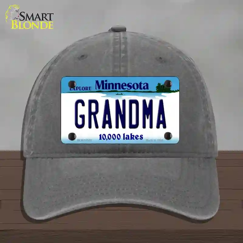 HAT08-MLP-11058 Grandma Minnesota State Novelty License Plate Hat, Unconstructed Cotton - Charcoal