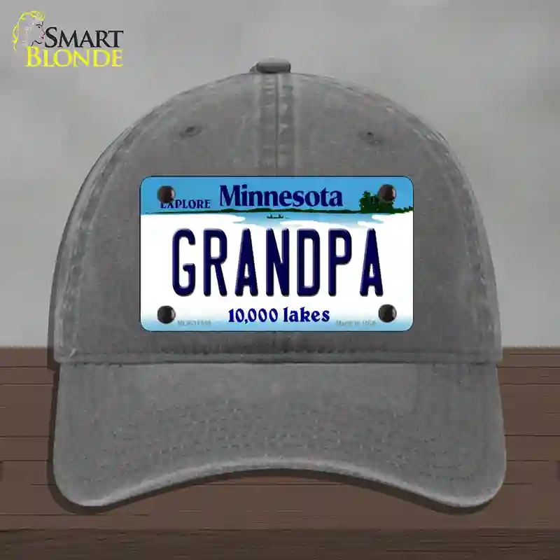 HAT08-MLP-11059 Grandpa Minnesota State Novelty License Plate Hat, Unconstructed Cotton - Charcoal