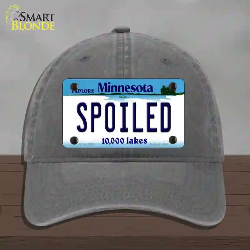 HAT08-MLP-11063 Spoiled Minnesota State Novelty License Plate Hat, Unconstructed Cotton - Charcoal