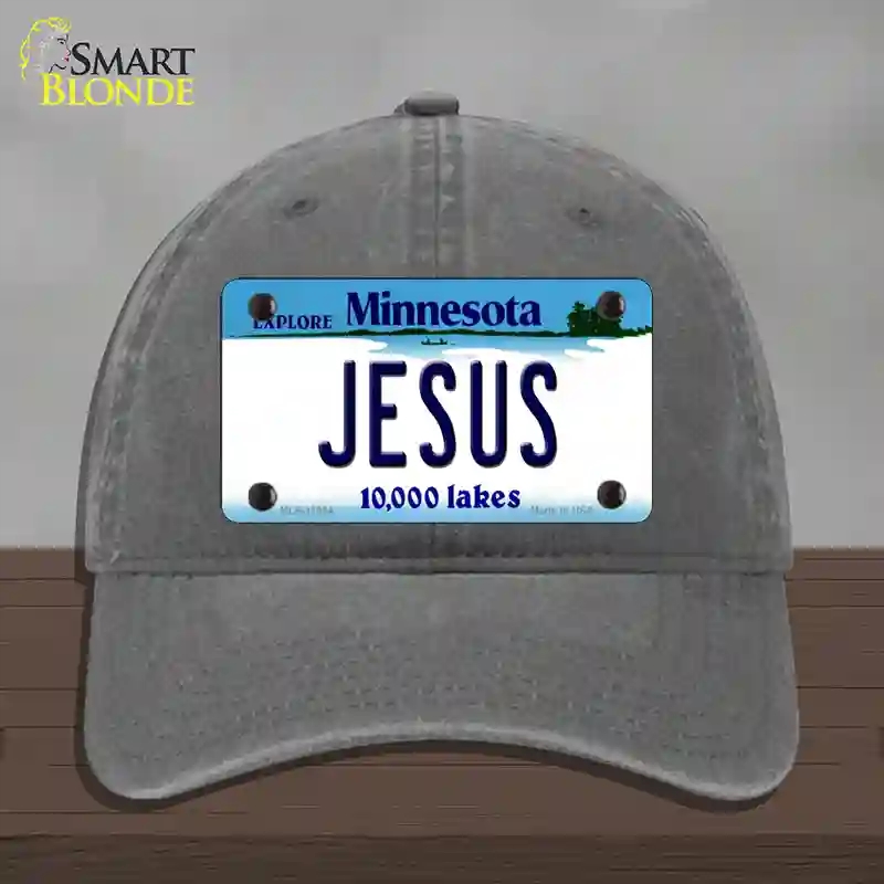 HAT08-MLP-11064 Jesus Minnesota State Novelty License Plate Hat, Unconstructed Cotton - Charcoal