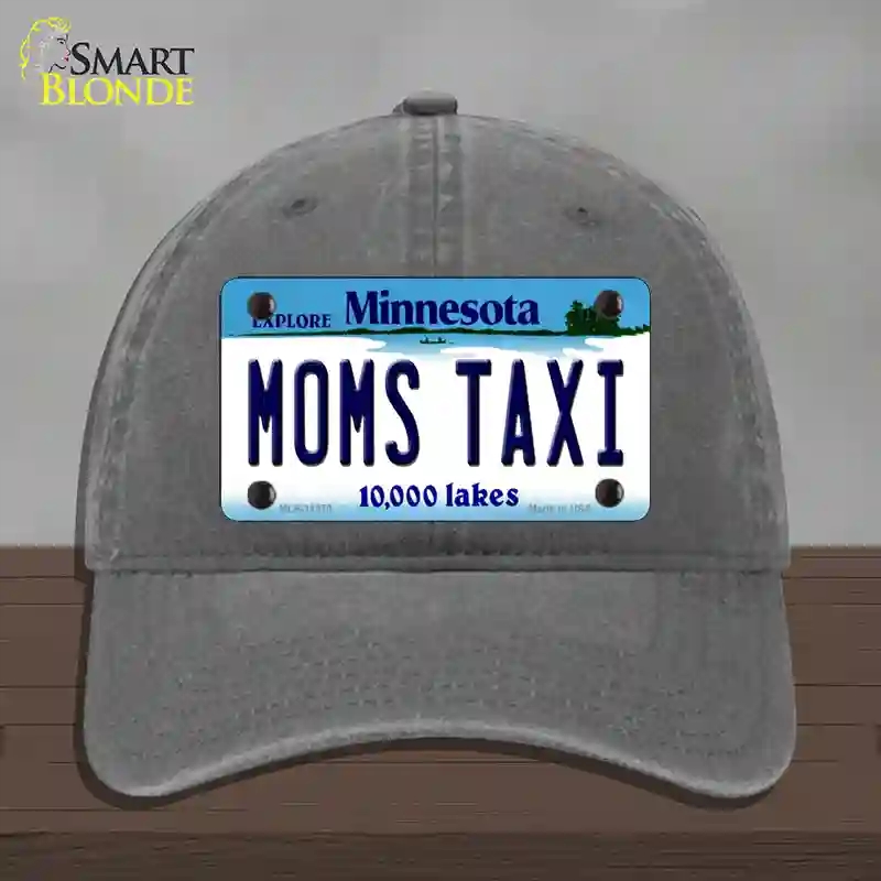 HAT08-MLP-11070 Moms Taxi Minnesota State Novelty License Plate Hat, Unconstructed Cotton - Charcoal