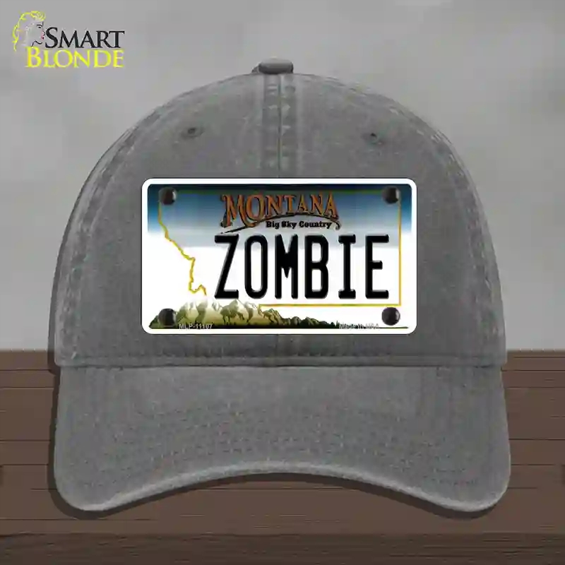HAT08-MLP-11107 Zombie Montana State Novelty License Plate Hat, Unconstructed Cotton - Charcoal
