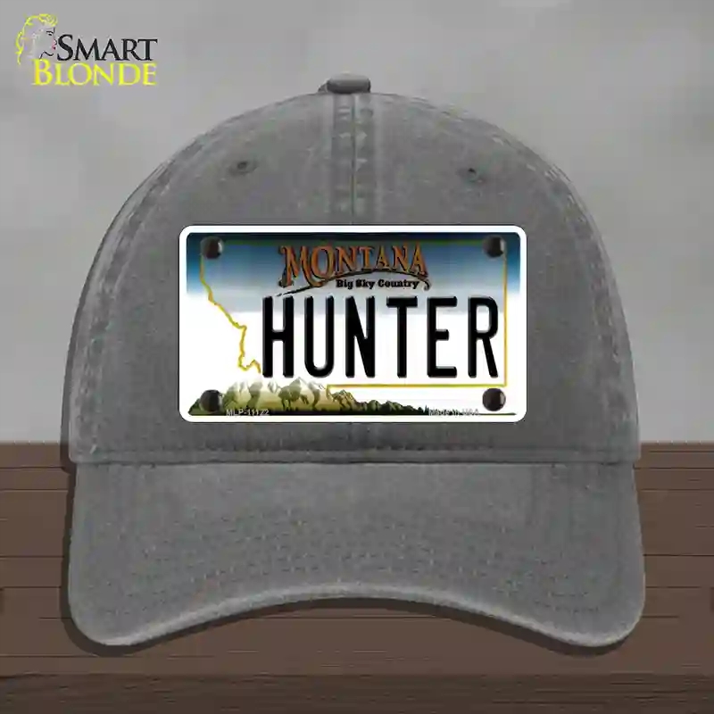 HAT08-MLP-11122 Hunter Montana State Novelty License Plate Hat, Unconstructed Cotton - Charcoal