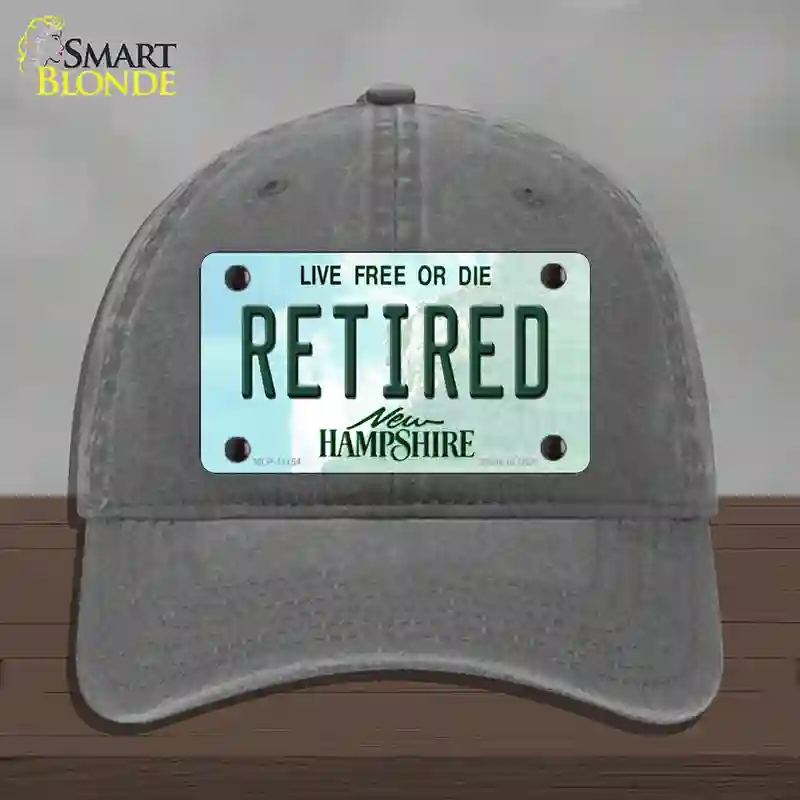 HAT08-MLP-11154 Retired   Hampshire State Novelty License Plate Hat, Unconstructed Cotton - Charcoal
