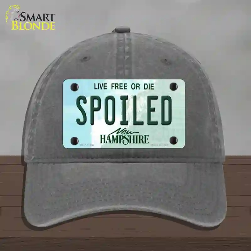 HAT08-MLP-11157 Spoiled   Hampshire State Novelty License Plate Hat, Unconstructed Cotton - Charcoal