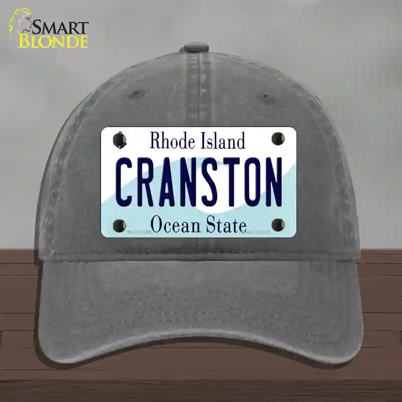 HAT08-MLP-11185 Cranston Rhode Island State Novelty License Plate Hat, Unconstructed Cotton - Charcoal
